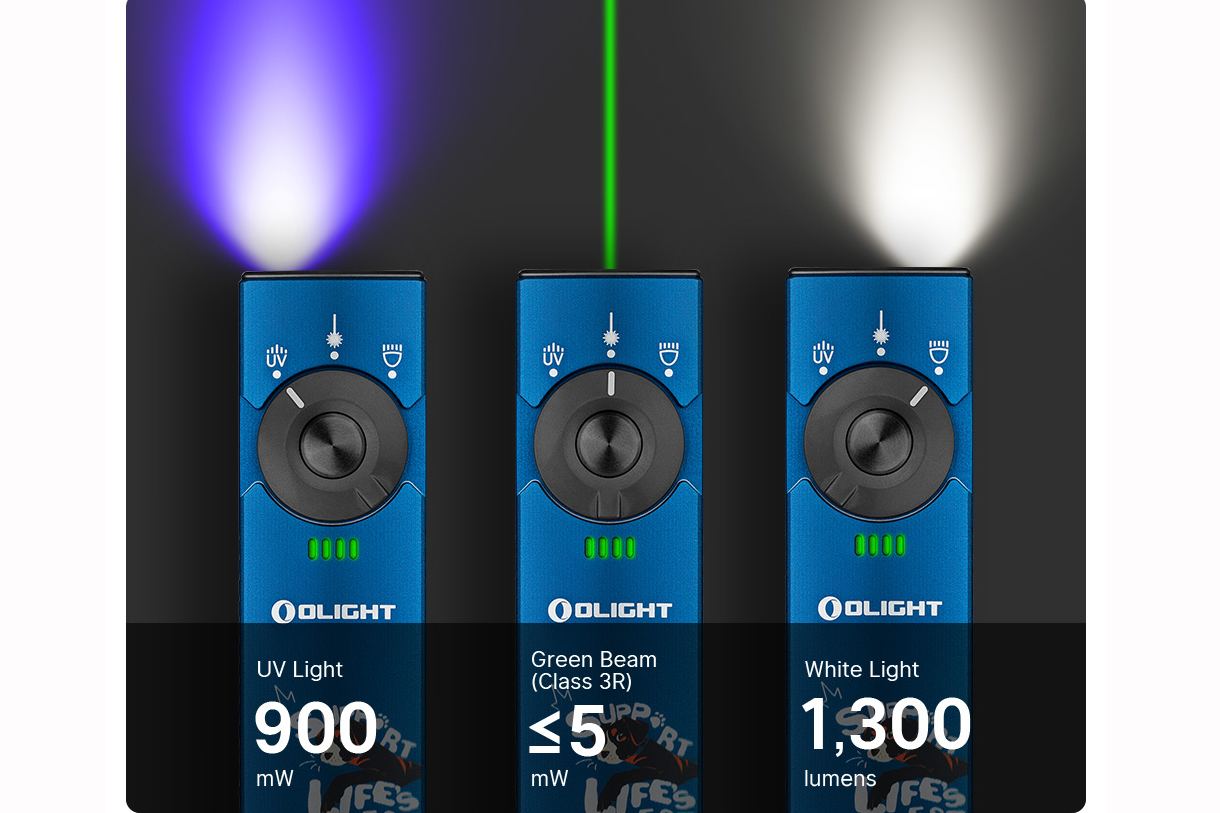 Olight Arkfeld Pro - Paw Edition - Cool White - UV & Green Laser