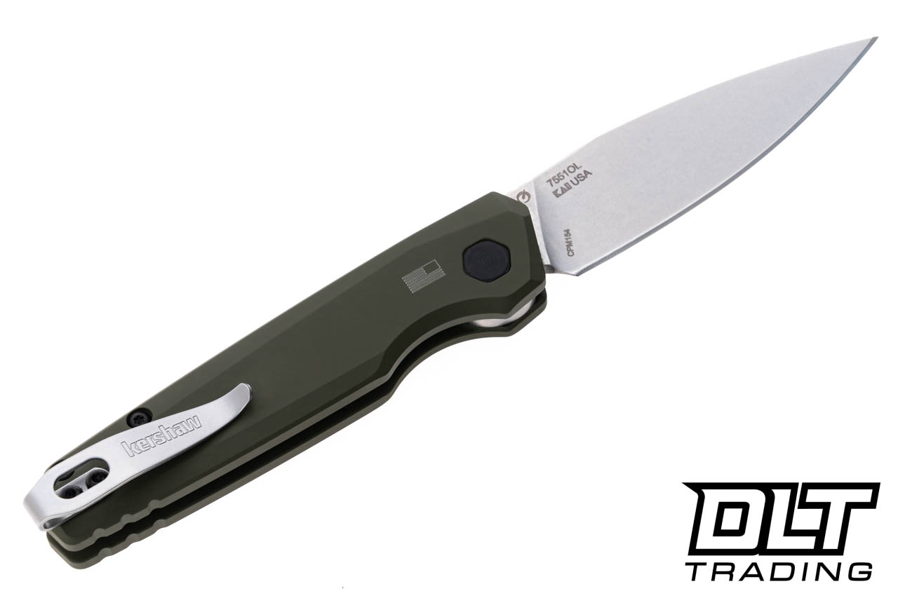 Kershaw Auto Launch 18 - 7551OL Olive Green Aluminum - Satin CPM