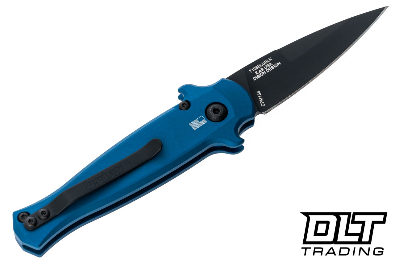 Kershaw 7125BLUBLK Launch 12 - Mini Stiletto - Blue Aluminum 