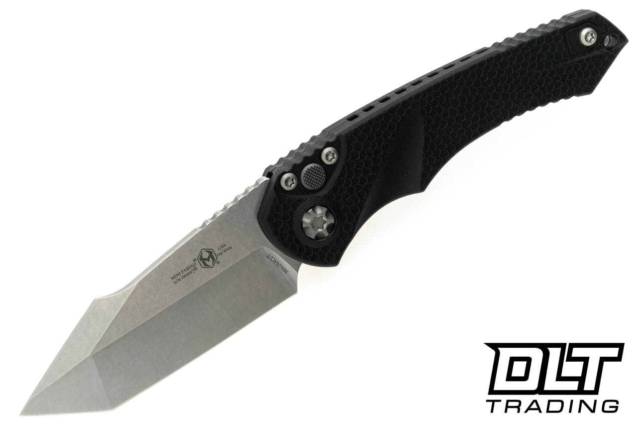 Heretic Mini Pariah Auto Tanto - Stonewash MagnaCut Blade - Black