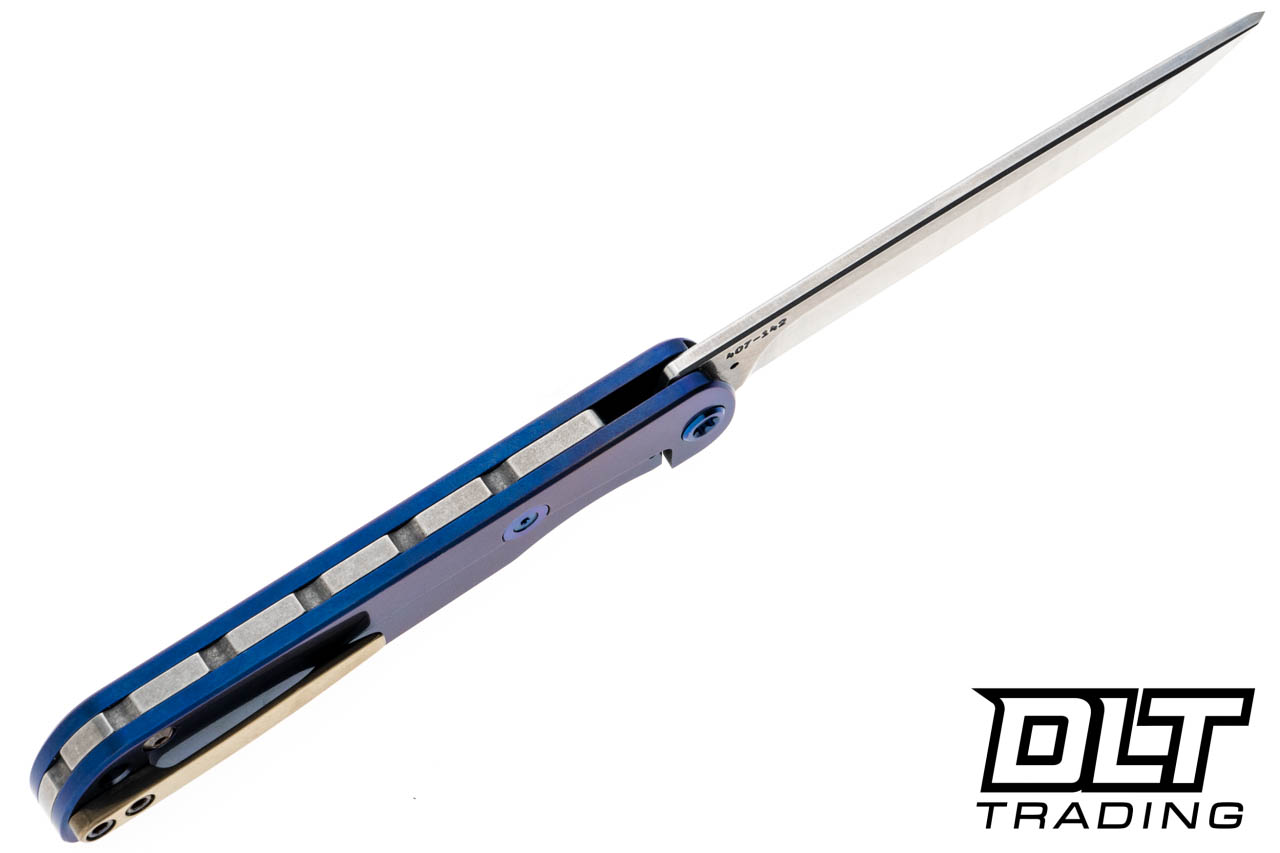 Medford T-Bone Tanto - Tumbled S45VN - Blue Titanium - Mosaic