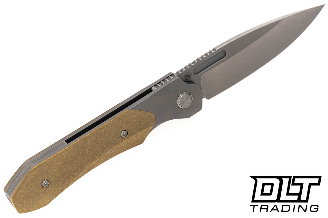 Griffin X-Series Bolster Lock - Brass - Stonewashed Blade - Left