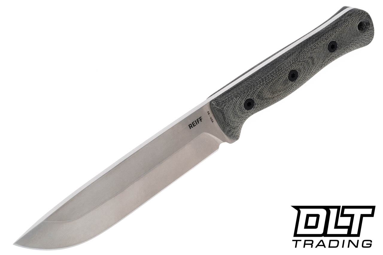 Reiff F6 Leuku - Stonewashed MagnaCut Blade - Black Canvas Micarta