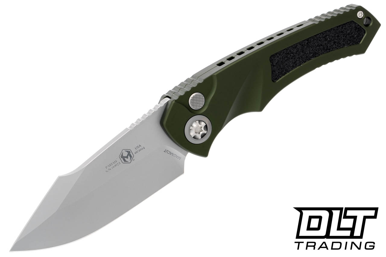 Heretic Pariah Auto Drop Point MagnaCut - OD Green Griptape