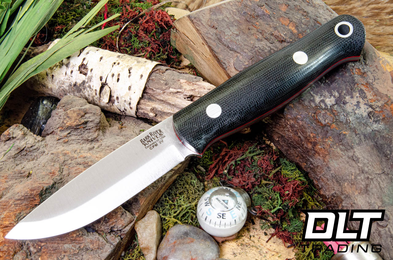 Bark River Bushcrafter LT 3V Black Canvas Micarta - Red Liners