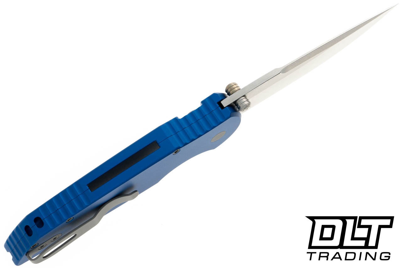 Pro-Tech TR-3 Integrity Manual - Blue Handle - Stonewashed Blade