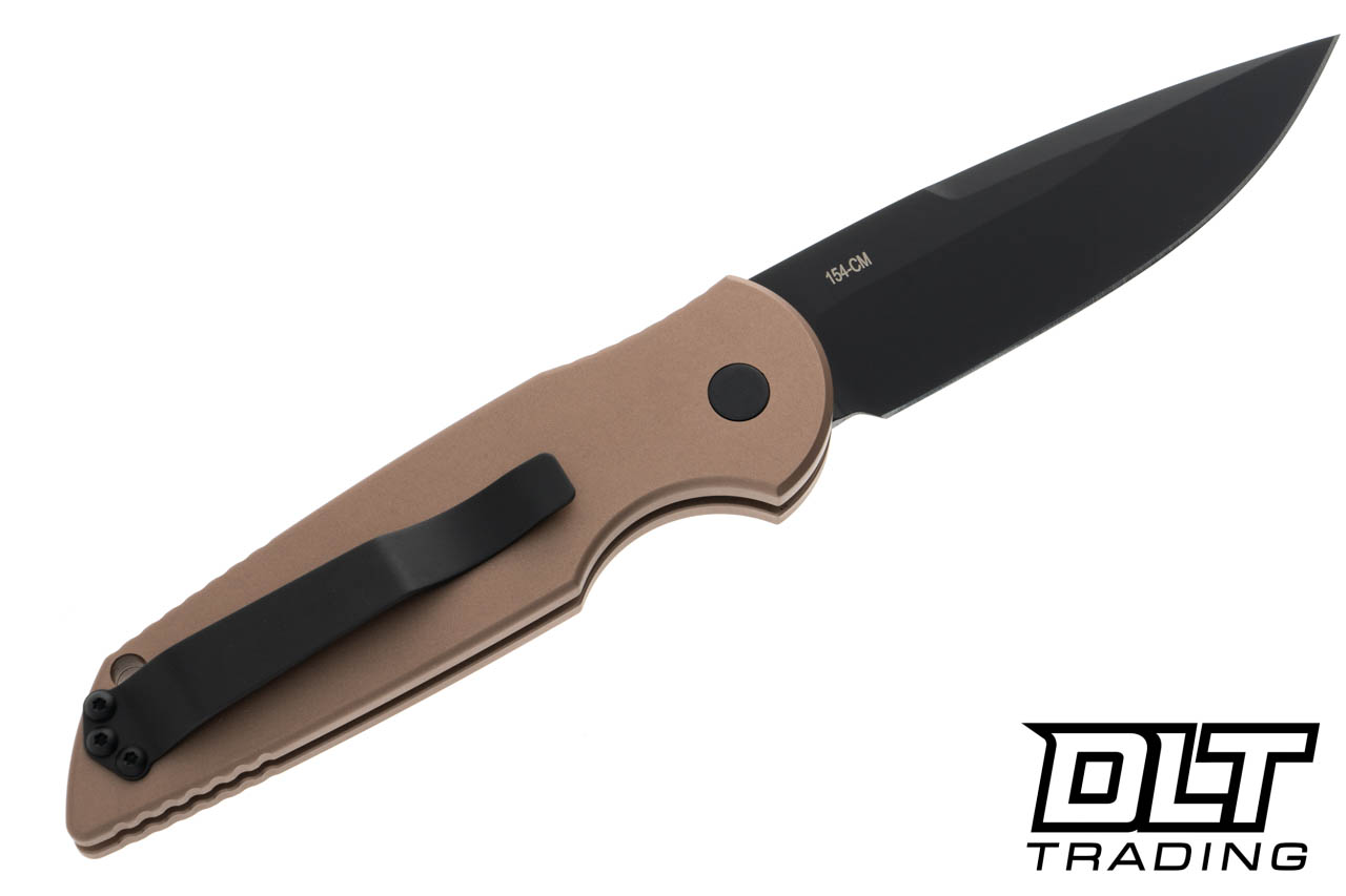 Pro-Tech TR-3 FDE Grooved - Black DLC 154CM Blade - USA Made