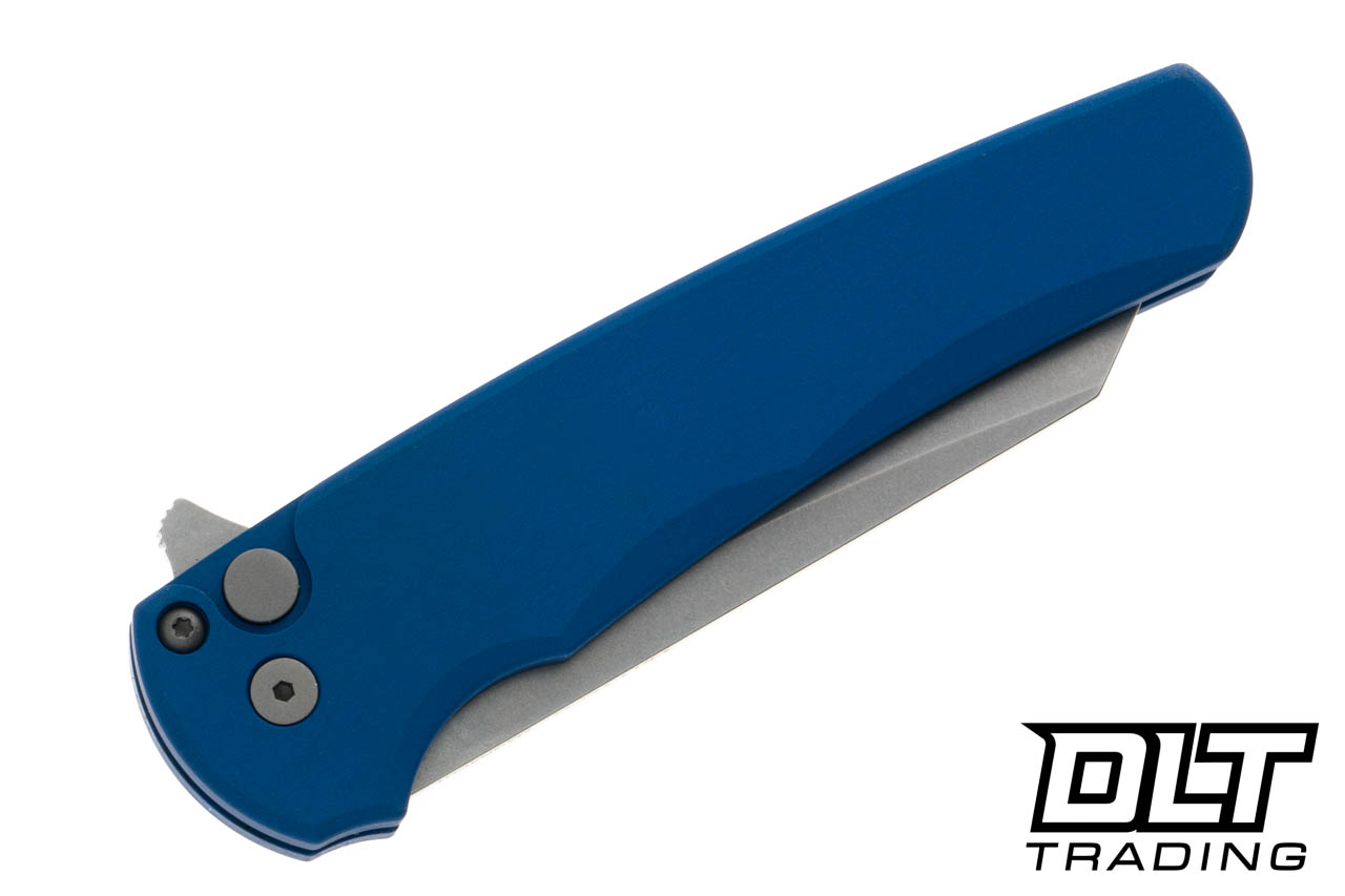 Pro-Tech Malibu Manual Flipper Knife | Blue Handle | Stonewashed