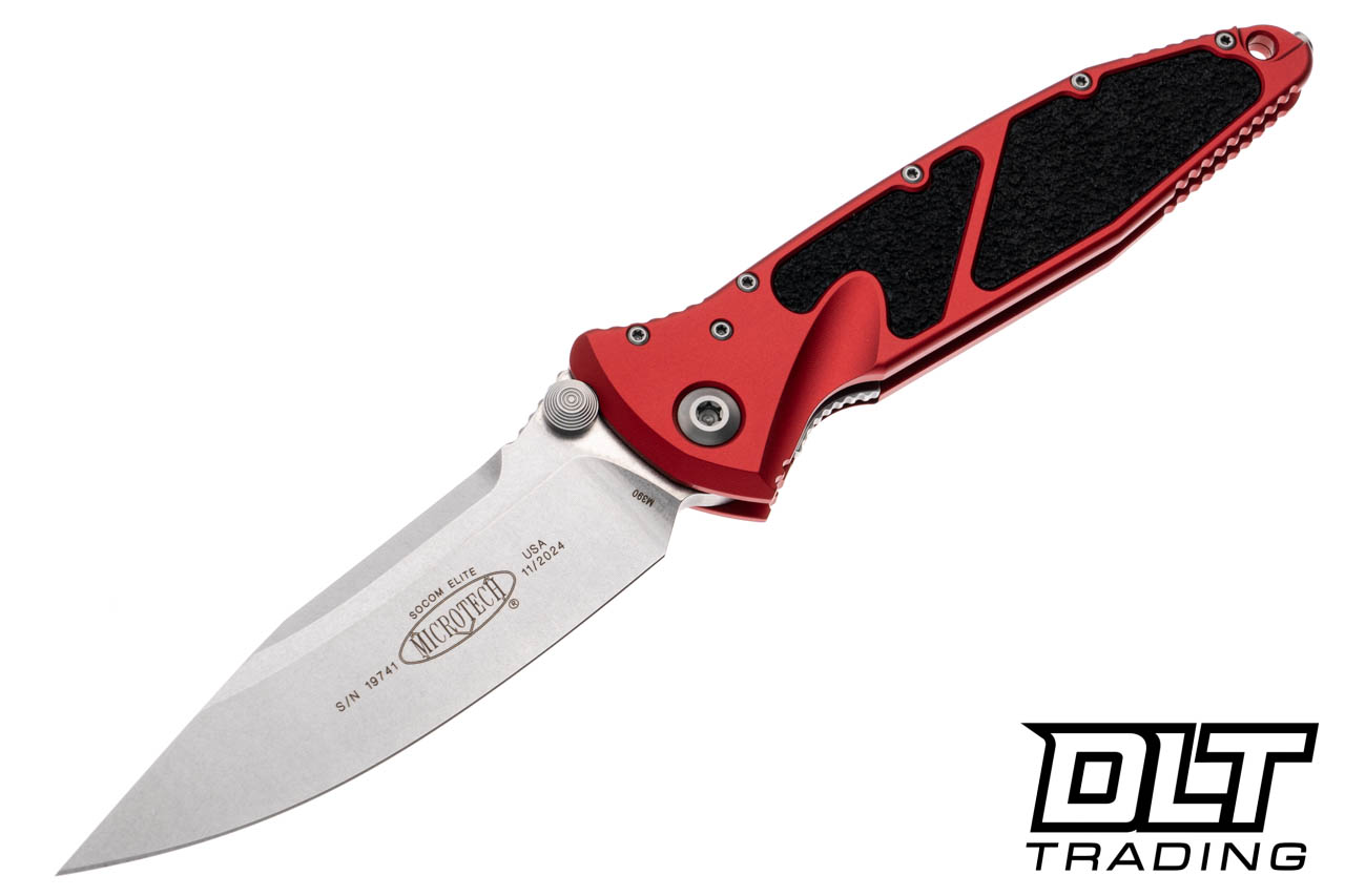 Microtech 160-10RD Socom Elite S/E - Red Handle - Stonewashed