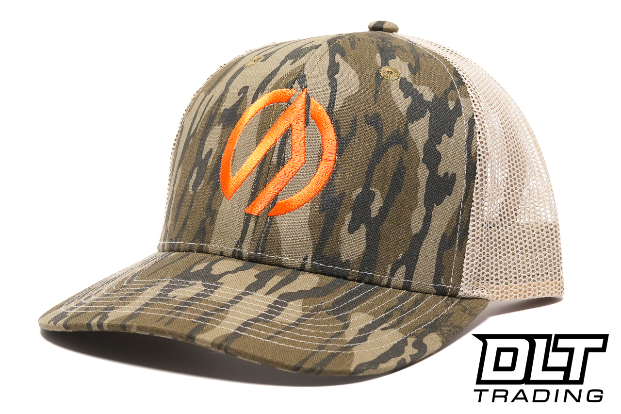 DLT Mossy Oak Bottomland Meshback Hat - Orange Logo - DLT Trading