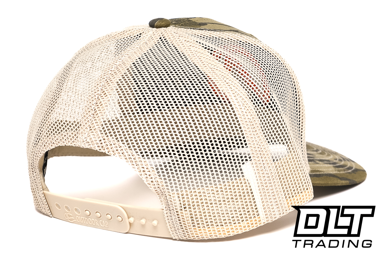 DLT Mossy Oak Bottomland Meshback Hat - Orange Logo - DLT Trading