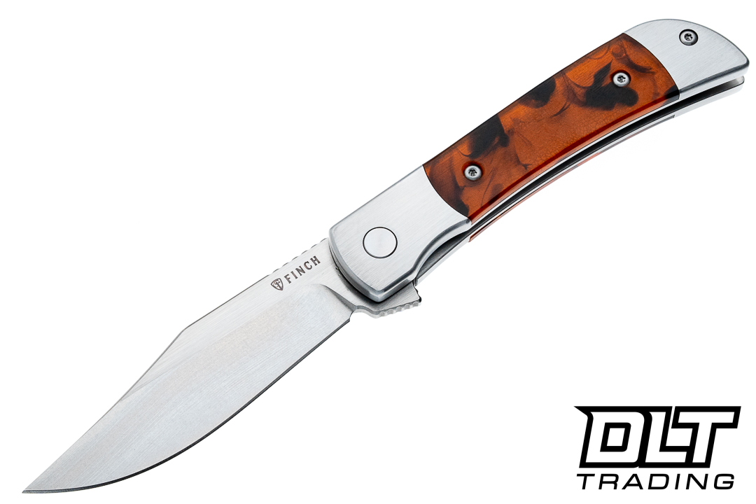 Finch Frog Leg 154CM Satin & Stone Blade - Tortoise Resin - DLT