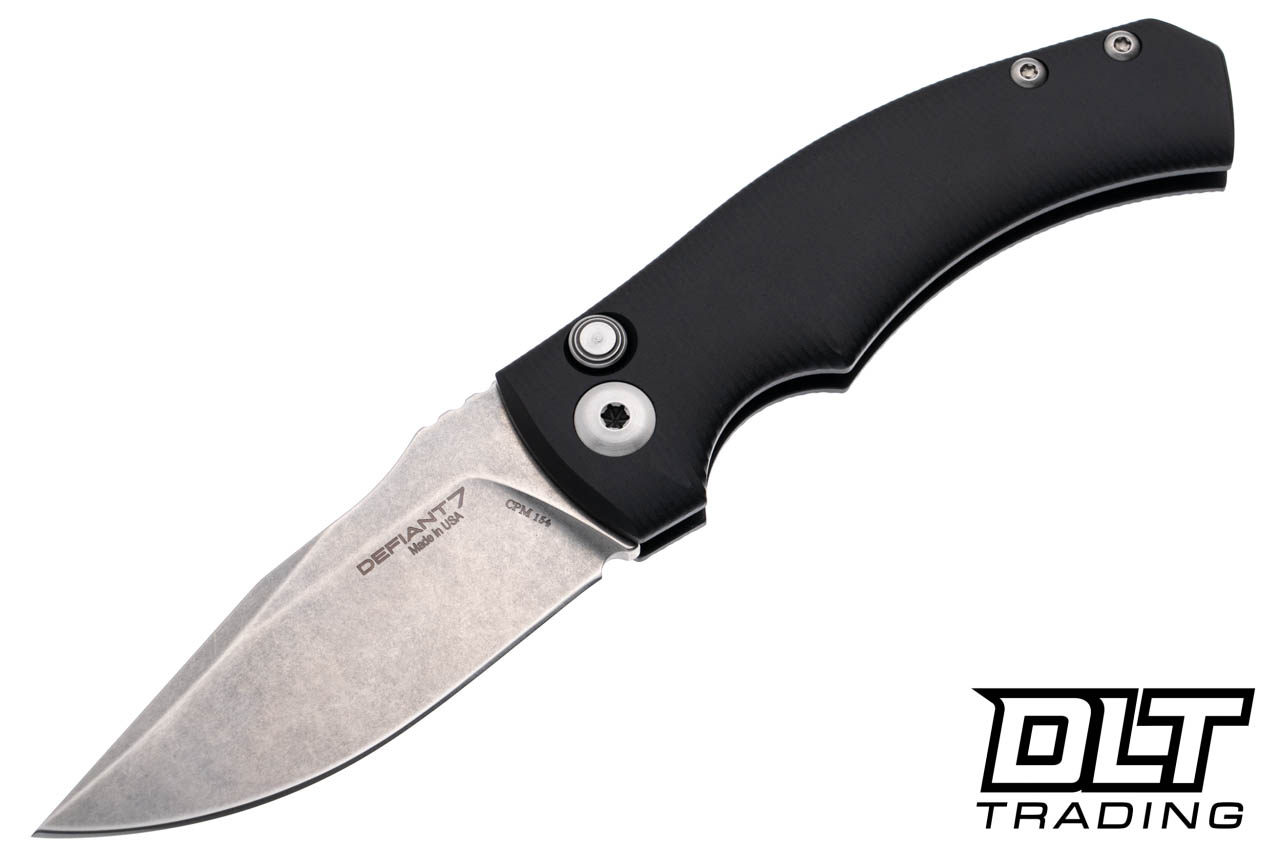 Defiant 7 Valmara Auto - Black Handle - Stonewashed Blade - DLT