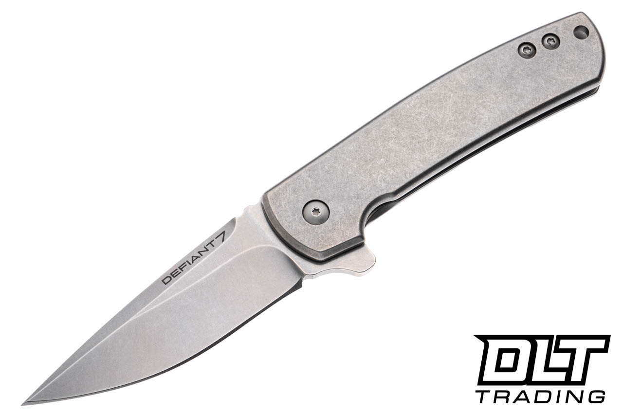 Defiant 7 Servo - Stonewashed Titanium - Hand Ground Blade - DLT