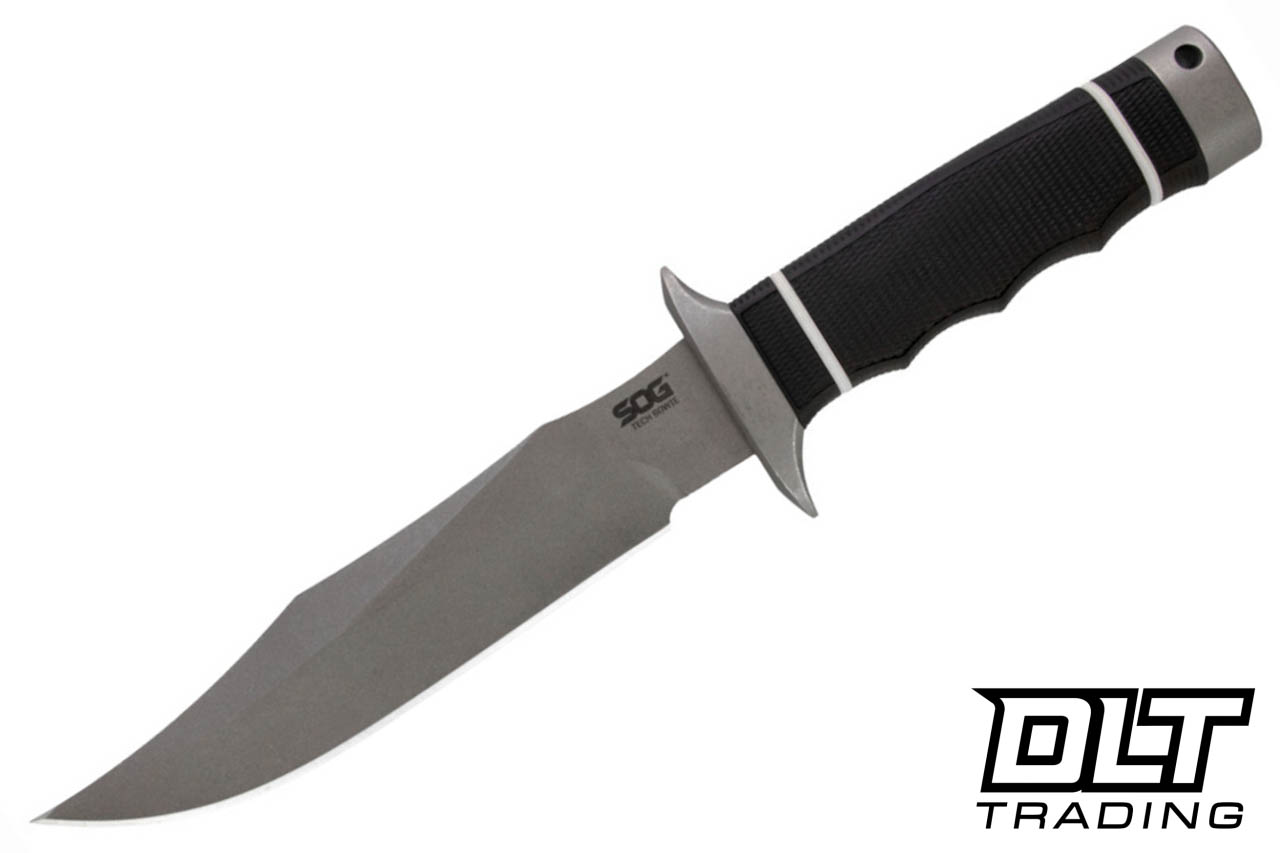 SOG Tech Bowie - Stonewash AUS-8 Blade - Kraton Handle - DLT Trading