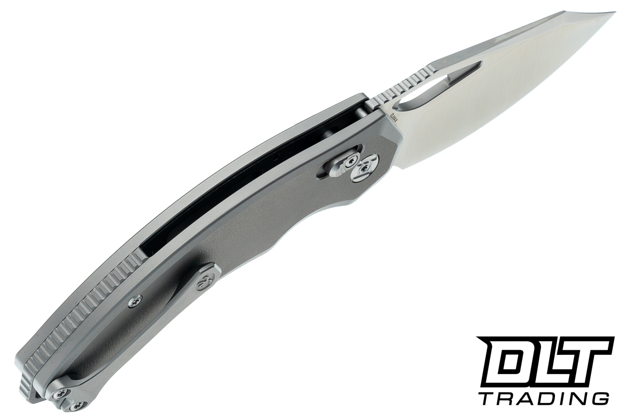 Kunwu X-Padre Orange Peel Textured Titanium - Satin Elmax Blade