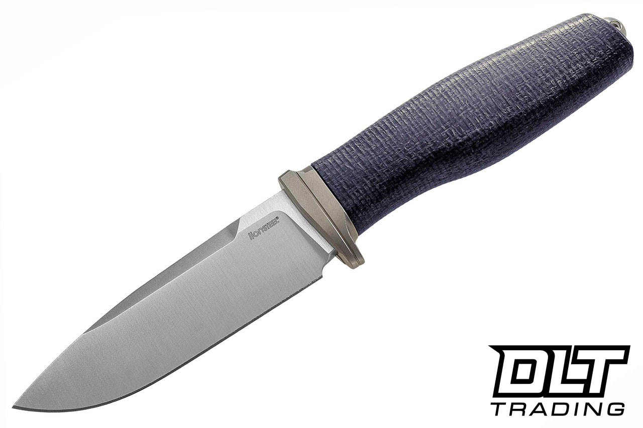 LionSteel Acha - Satin M390 Blade - Black Burlap - Leather Sheath