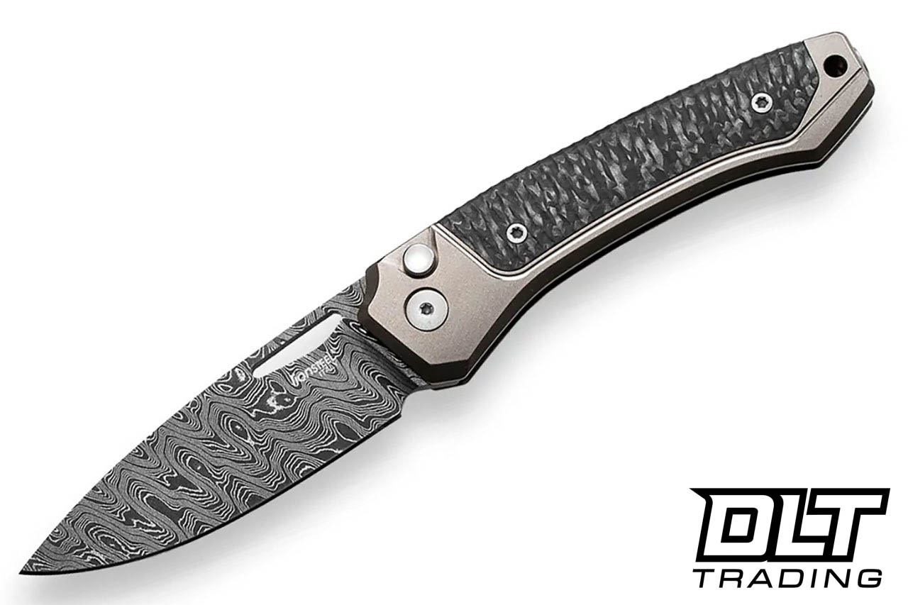 LionSteel Twain - Damascus Blade - Grey Titanium - Carbon Fiber