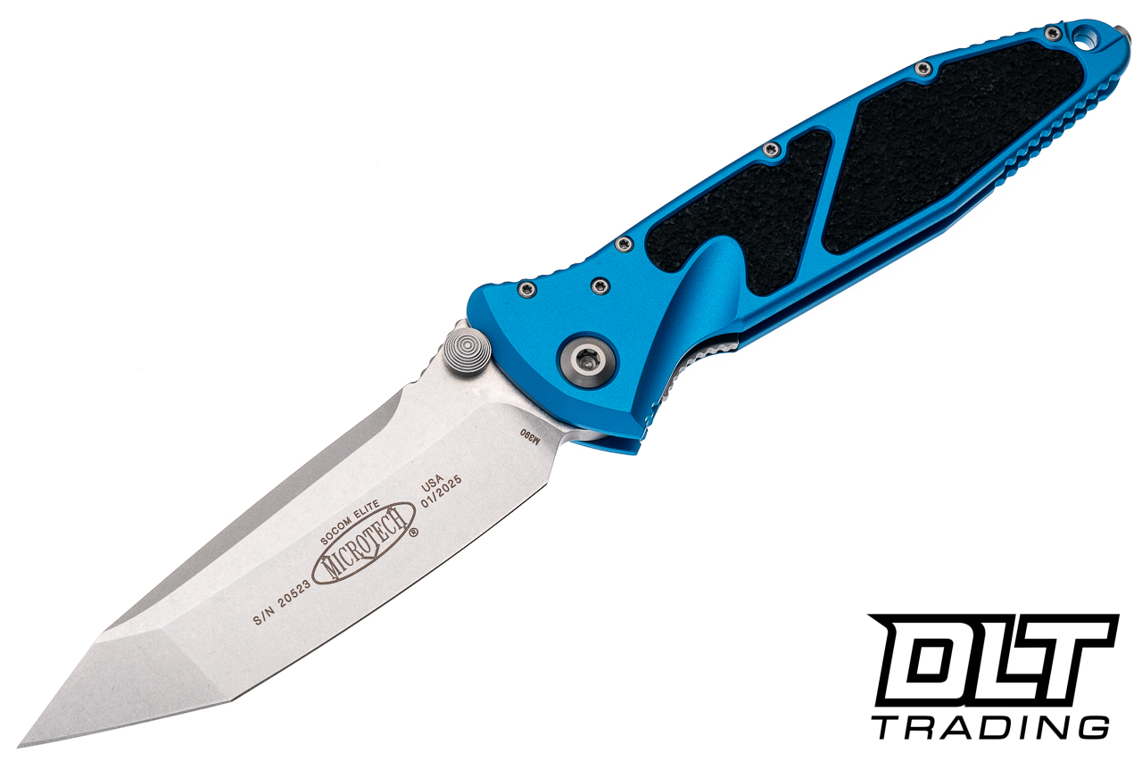 Microtech 161-10BL Socom Elite T/E - Blue Handle - Stonewashed