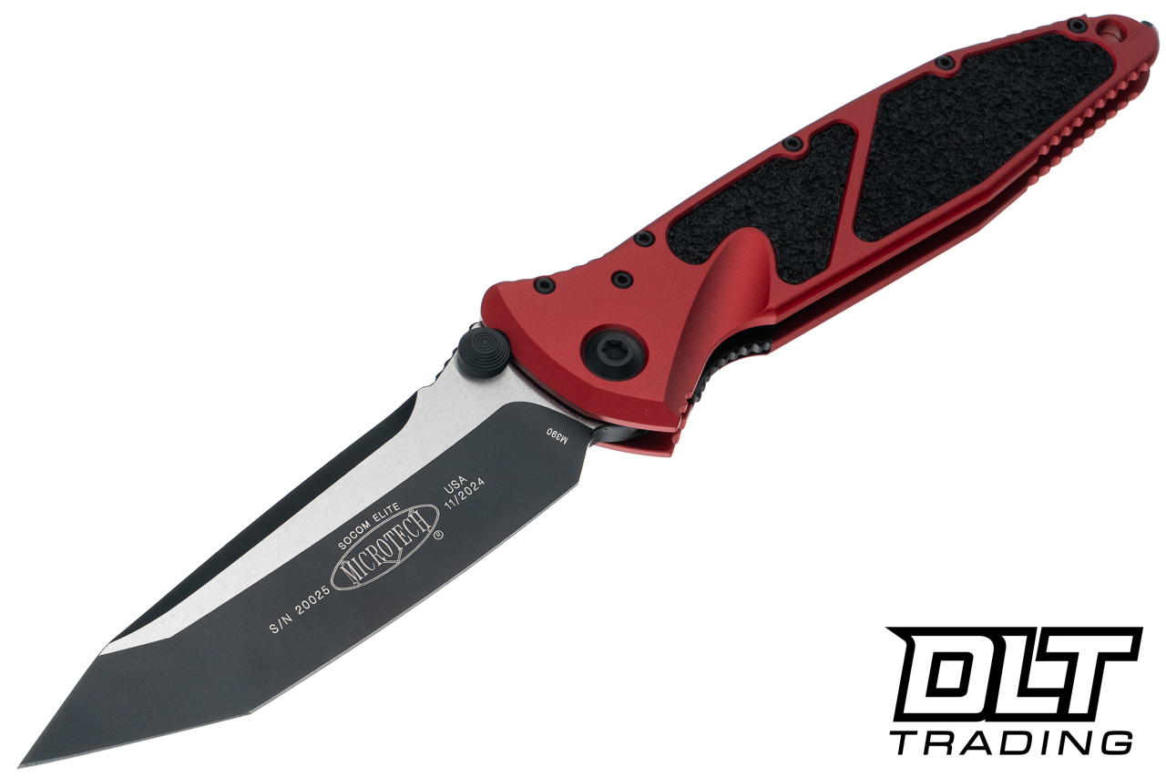 Microtech 161-1RD Socom Elite T/E - Red Handle - Black Blade - DLT
