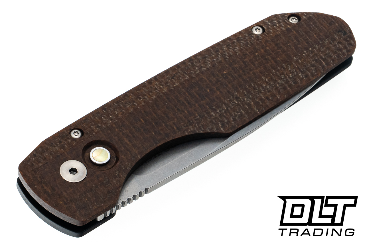 Pro-Tech Vero Synapse Burlap Micarta MagnaCut Button Lock Knife