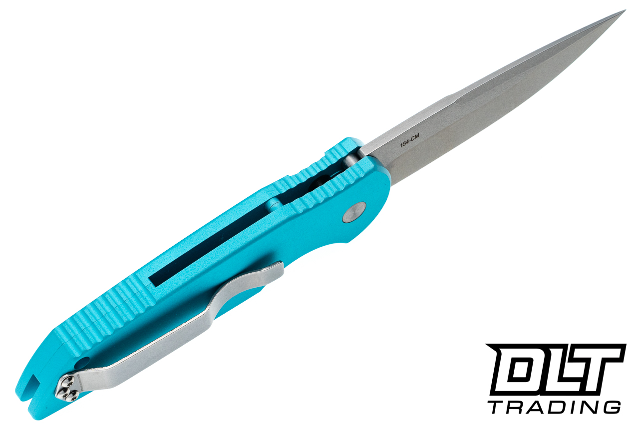 Pro-Tech TR-3 - Robin's Egg Blue Handle - Stonewashed Blade