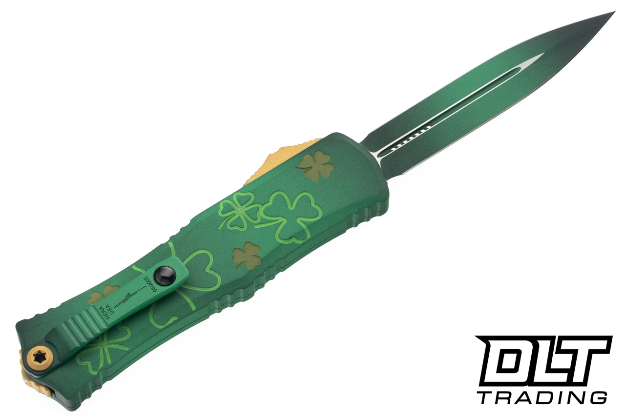 Microtech 1702M-1SPDGRS Mini Hera D/E - Green Clover Handle