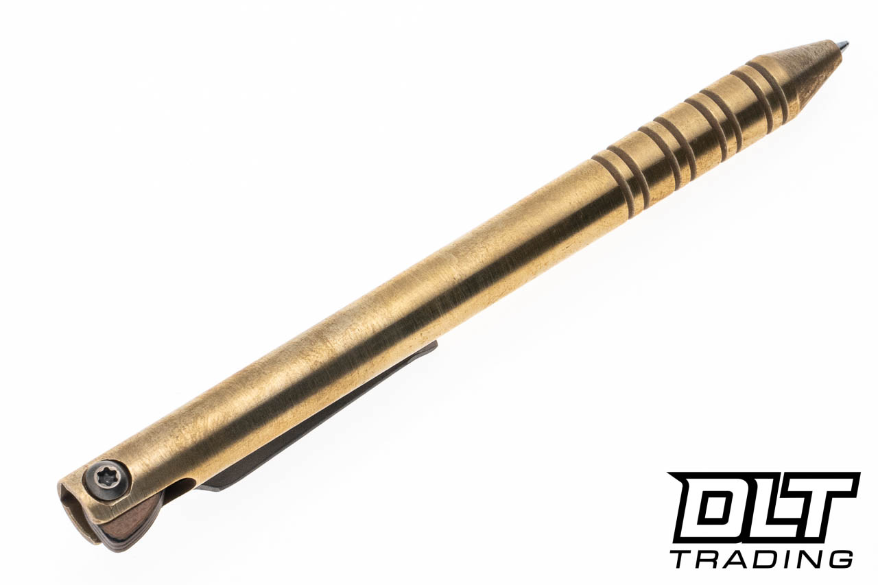 ペプシカーMAIDinFRANCE Maverick Customs Brass FU Pen - Satin Finish - Tan & Black G-10