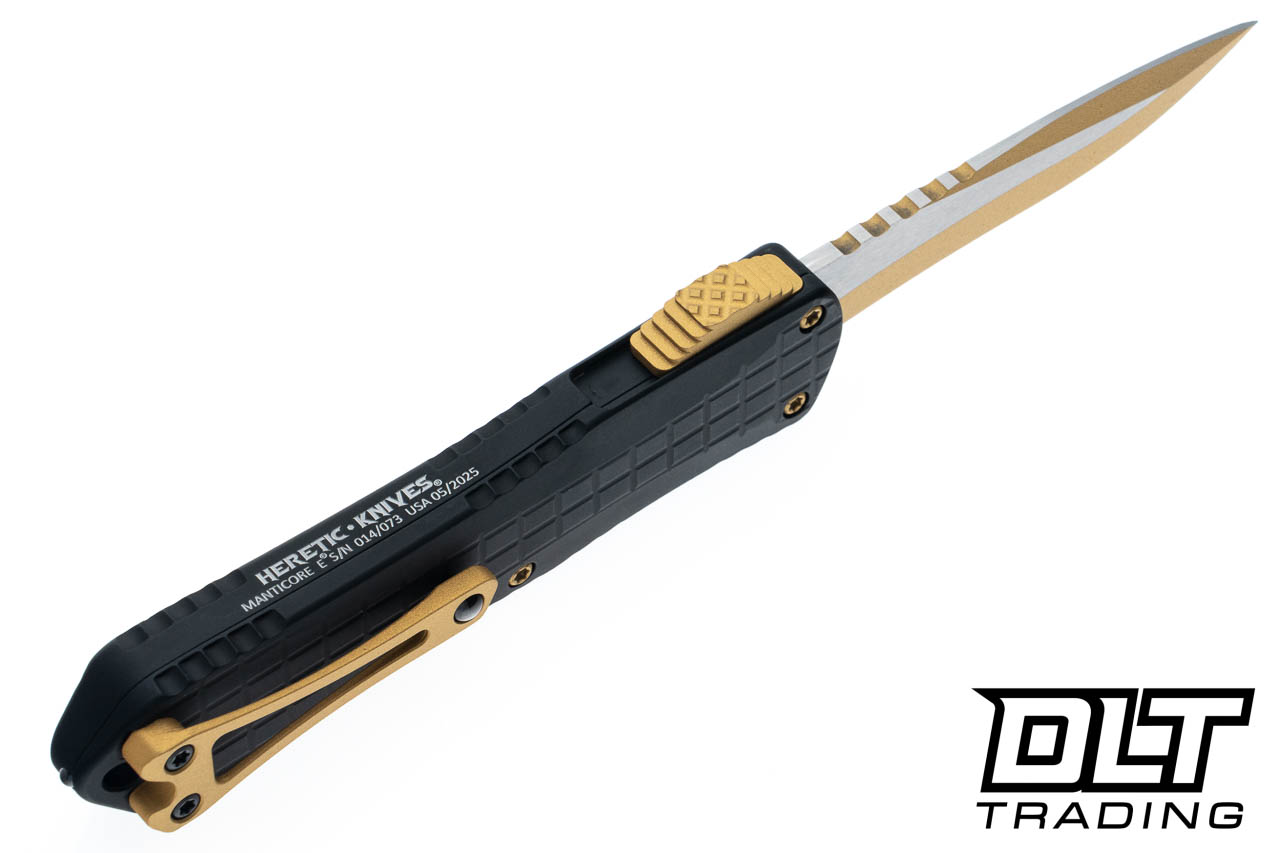 Heretic Manticore E OTF Gold Two-Tone - Black Grenade Grip