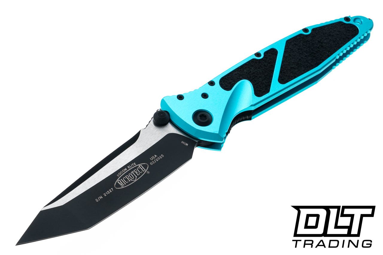 Microtech 161-1TQ SOCOM Elite T/E - Turquoise Handle - Two Tone