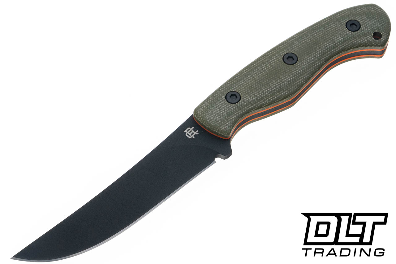 RoseCraft Blades F2 Fixed Blade - Green Linen Micarta - Orange