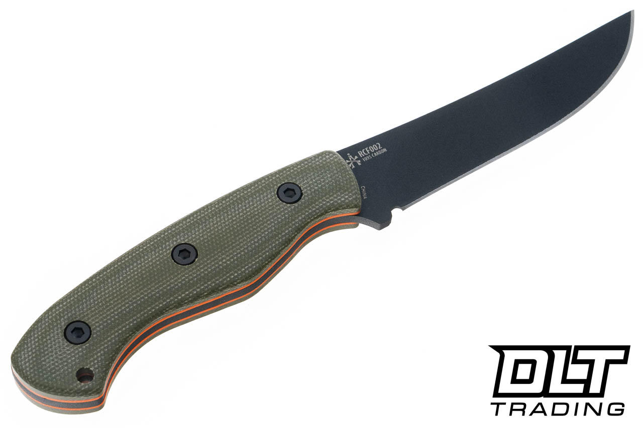 RoseCraft Blades F2 Fixed Blade - Green Linen Micarta - Orange