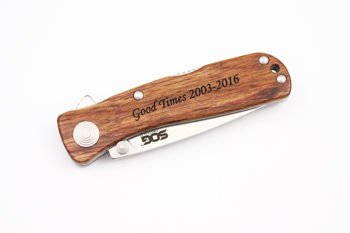 SOG Twitch II Lockback Pocket Knife - Wood Handle