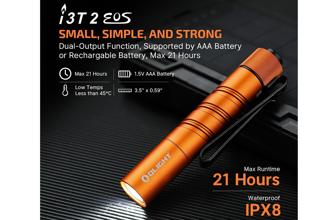 Olight i3T 2 EOS Small EDC Flashlight - Orange - DLT Trading