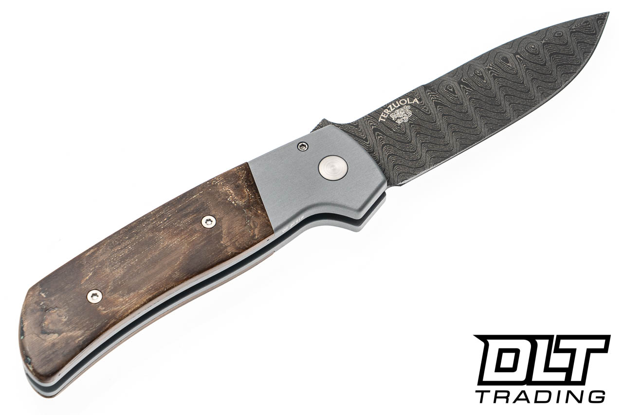 Pro-Tech Terzuola ATCF Auto - Grey Aluminum Handle - Bark Mastodon