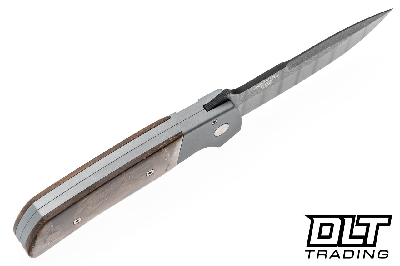 Pro-Tech Terzuola ATCF Auto - Grey Aluminum Handle - Bark Mastodon