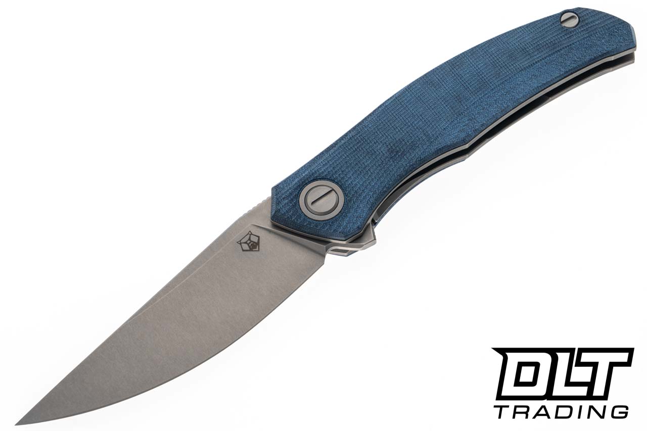 Shirogorov Q95 Ursus - Stonewashed Elmax Blade - Blue Micarta