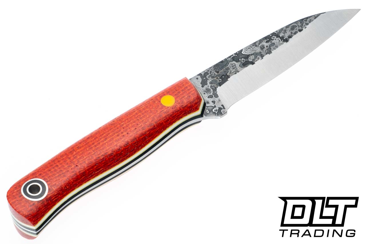 Fiddleback Forge Bushraptor - Orange Burlap Micarta - Yellow Black