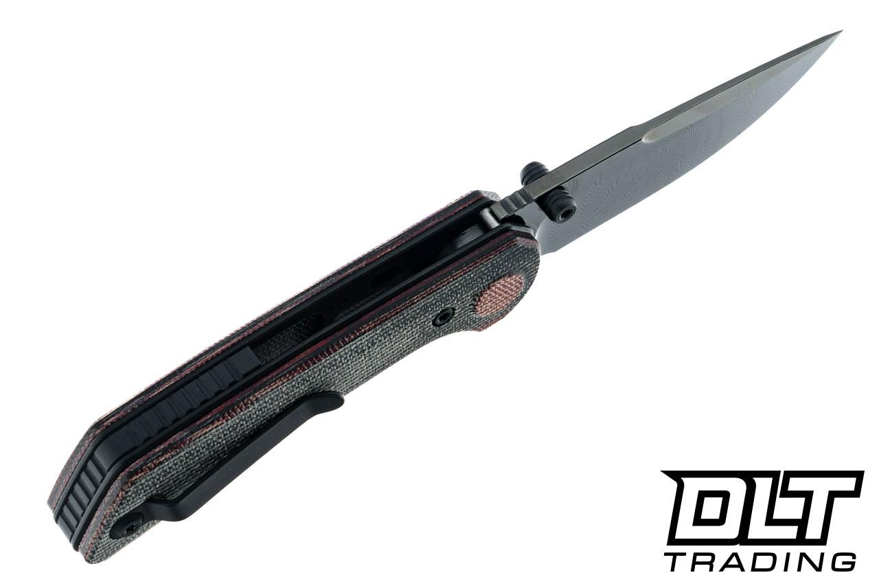 Reate PL-XT - Red & Black Micarta - DLC Damascus Blade - DLT Trading