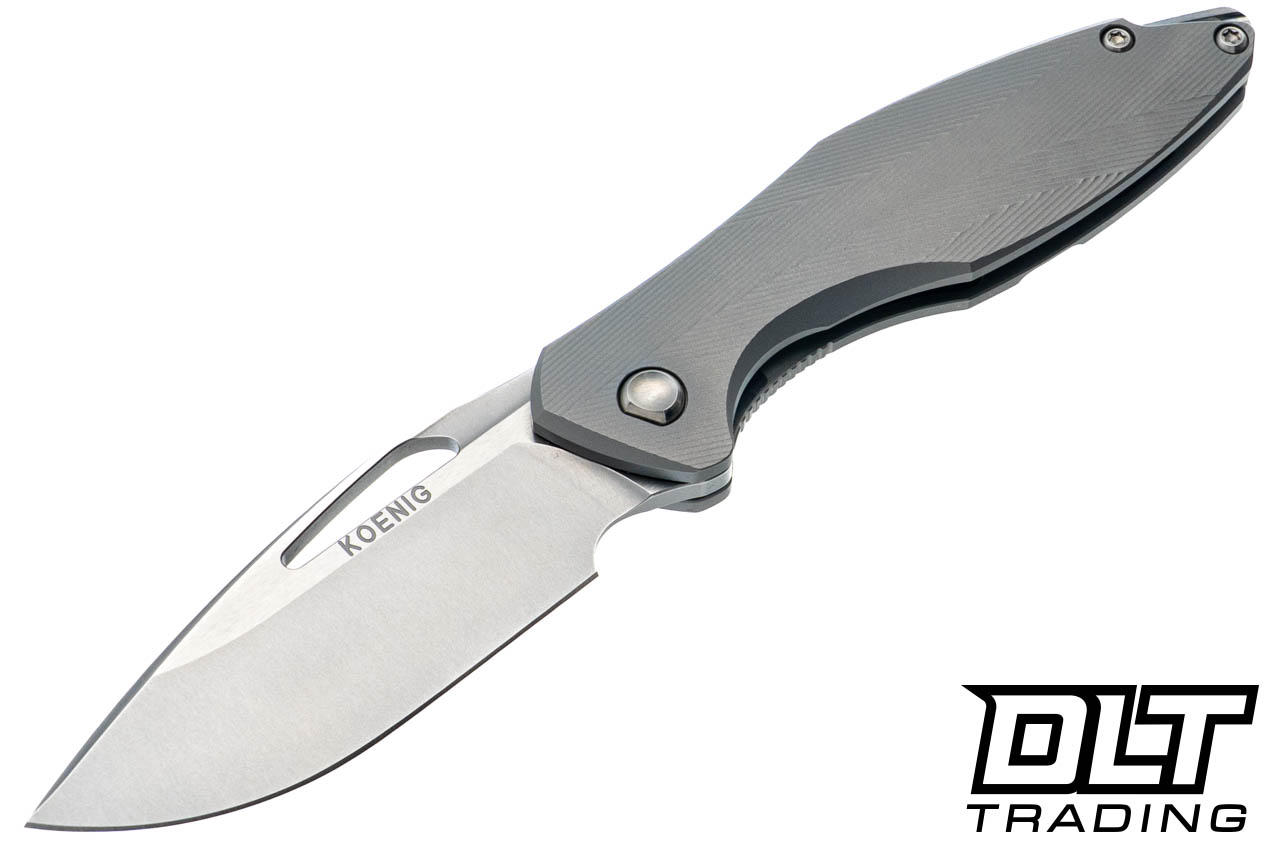 Koenig Mini Arius Non Flipper - Patterned Titanium - Burnished