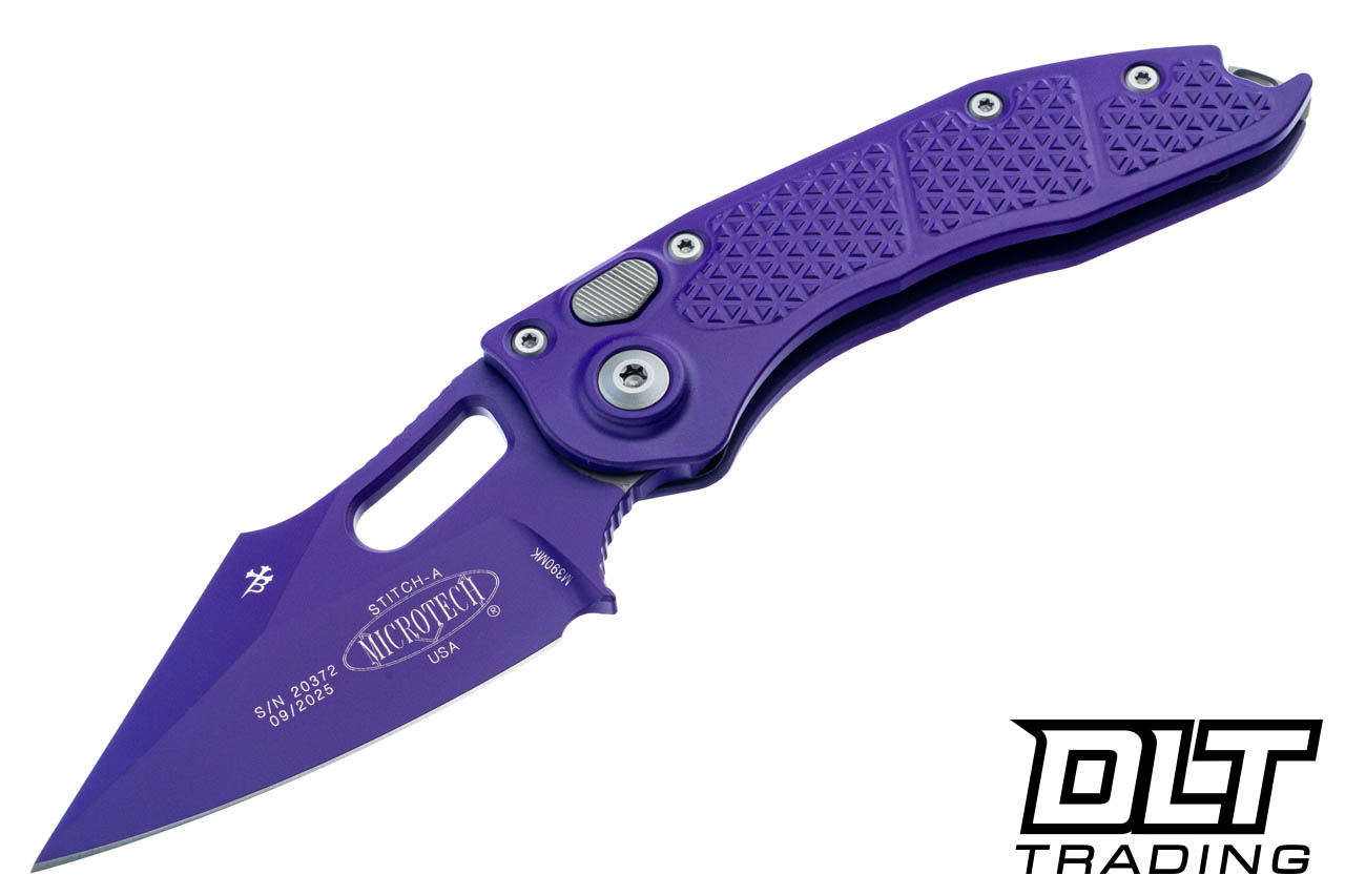 Microtech 169-1PU-X16 Stitch S/E - Purple Cerakote Handle - Purple