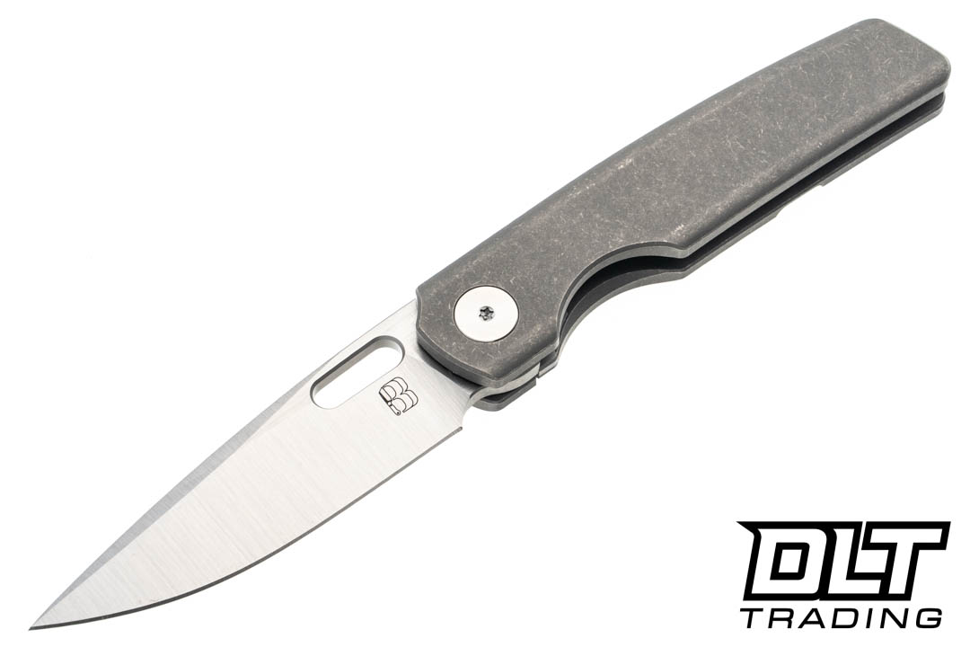 BergBlades Mini Sweeney Dark Stonewashed Titanium - Belt Satin