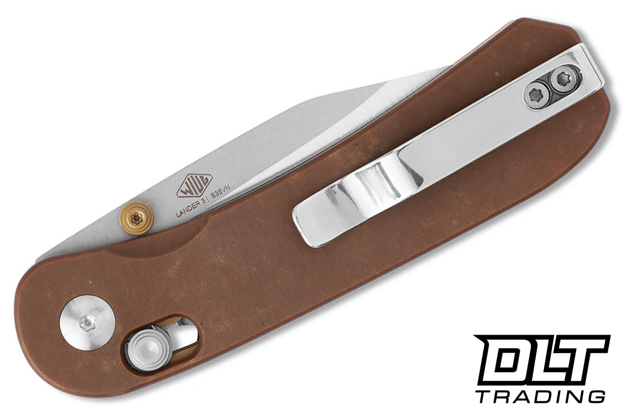 KNAFS Lander 3 - Paper Micarta - Two Tone S35VN Clip Point Blade