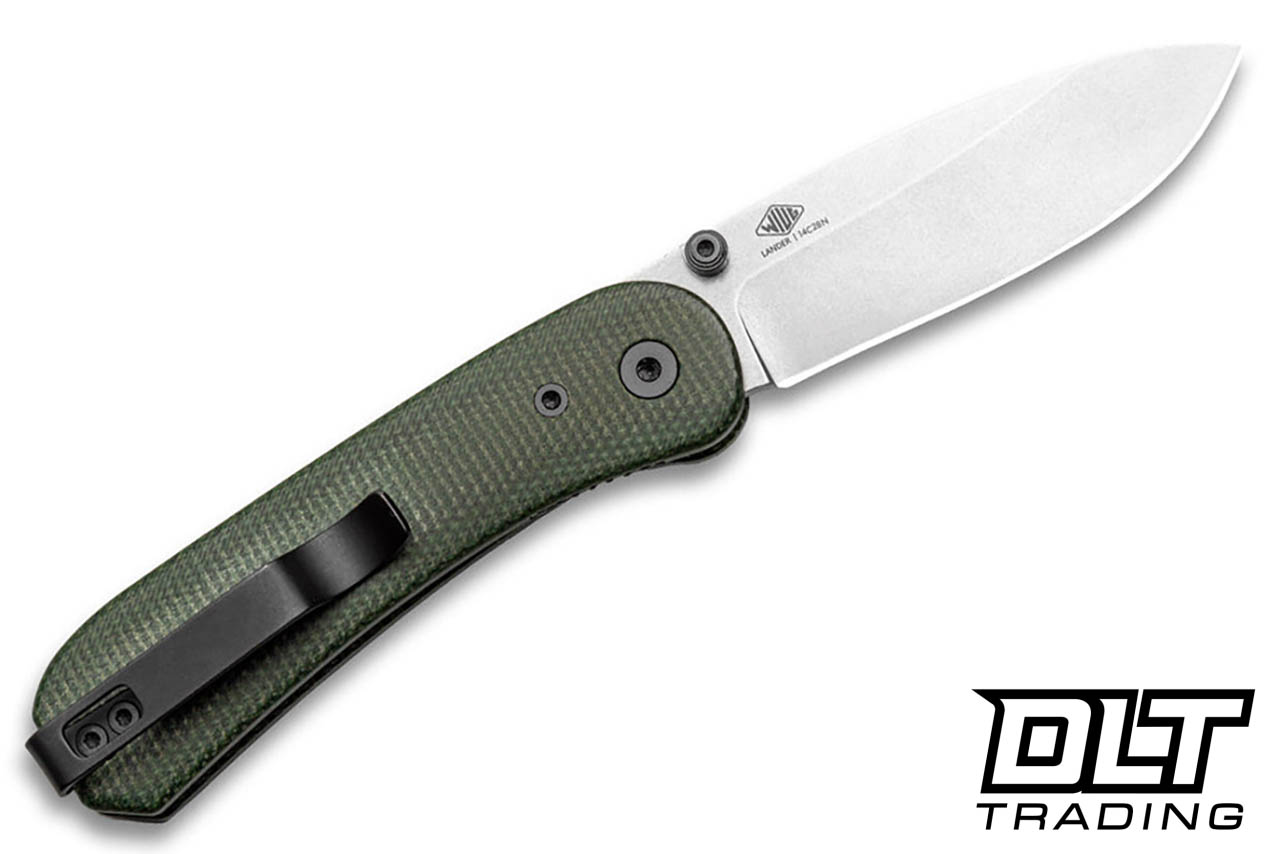 ナイフ KNAFS Lander 1 - Green Micarta - Stonewash 14C28N Blade - DLT Trading