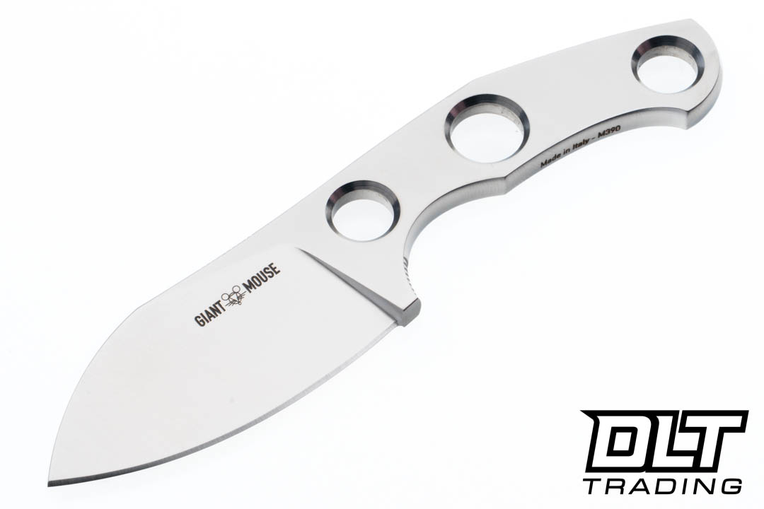 GiantMouse GMF1-FS - M390 Satin Blade - Black Leather Sheath - DLT
