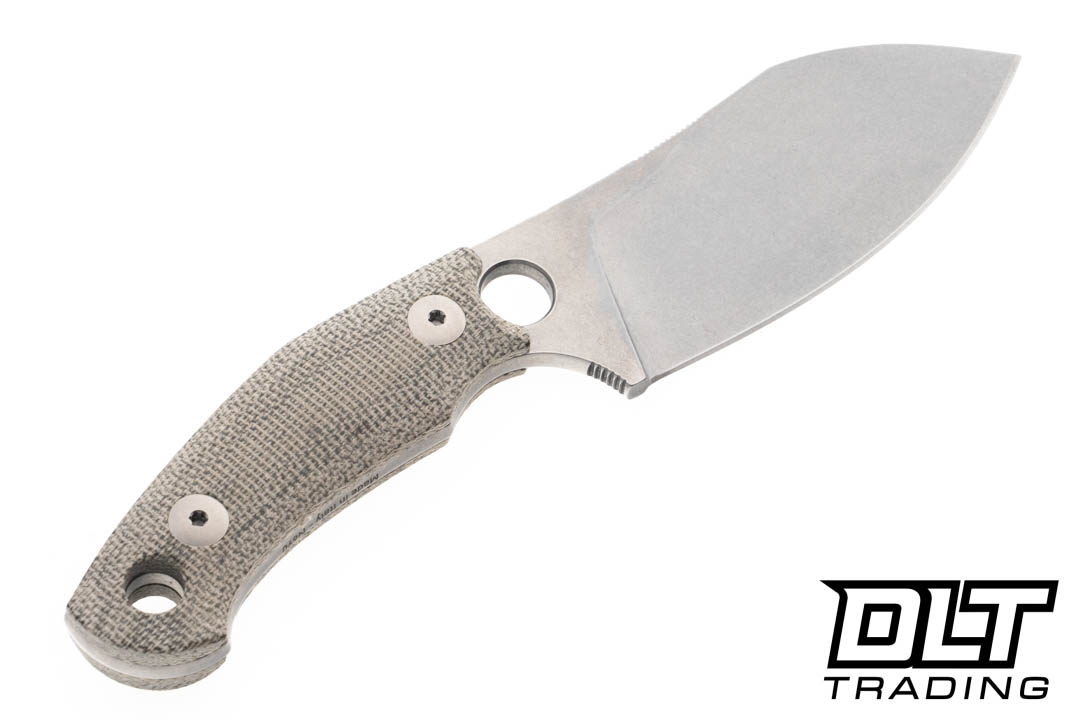 ドイツのヴィンテージ義眼 ブラウン　【N3】 GiantMouse GMF1-XL - Green Canvas Micarta - Stonewash N690 Blade