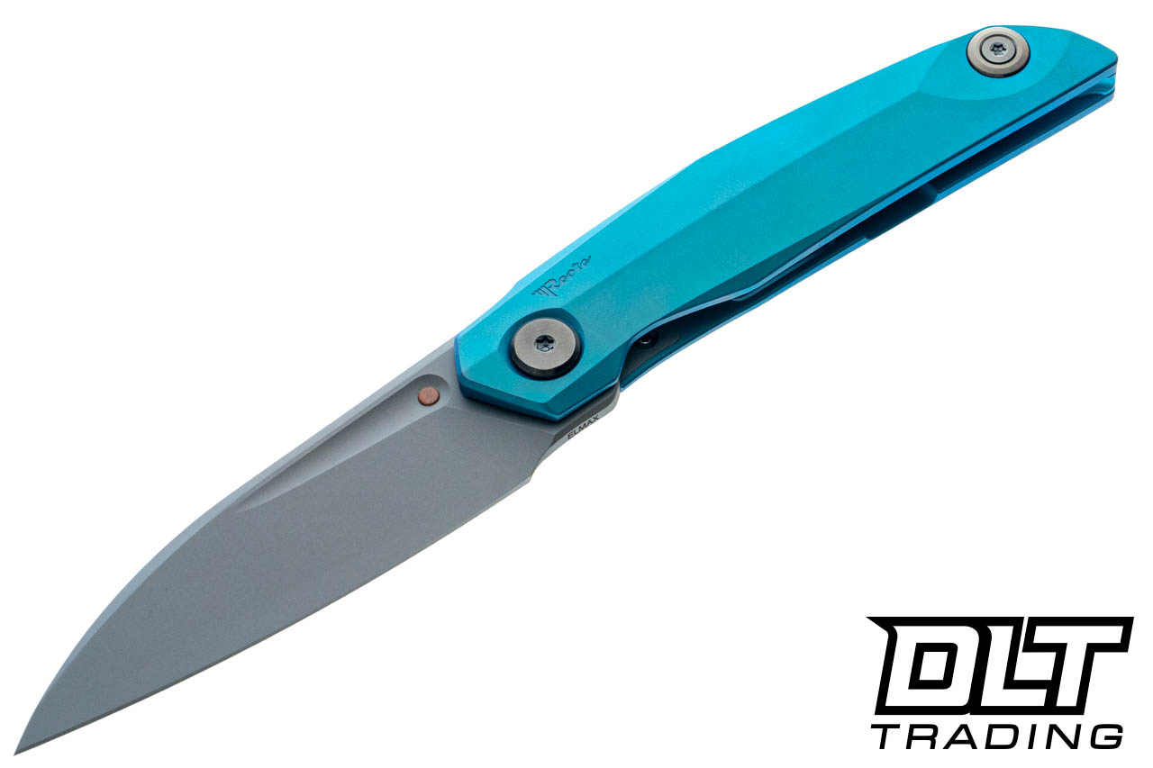 Reate Vulpex VK-ANUB Elmax Dark Bead Blasted Blade - Blue Cyan