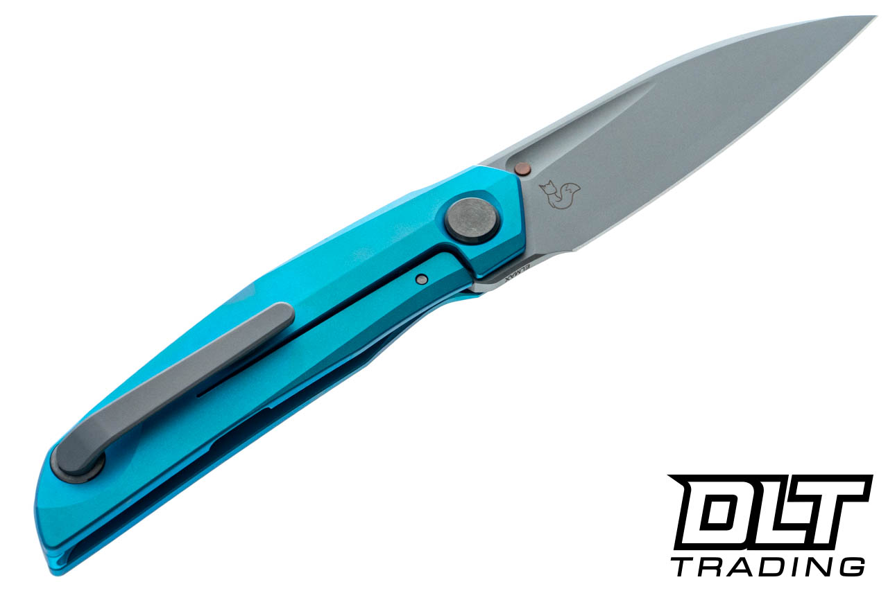 Reate Vulpex VK-ANUB Elmax Dark Bead Blasted Blade - Blue Cyan