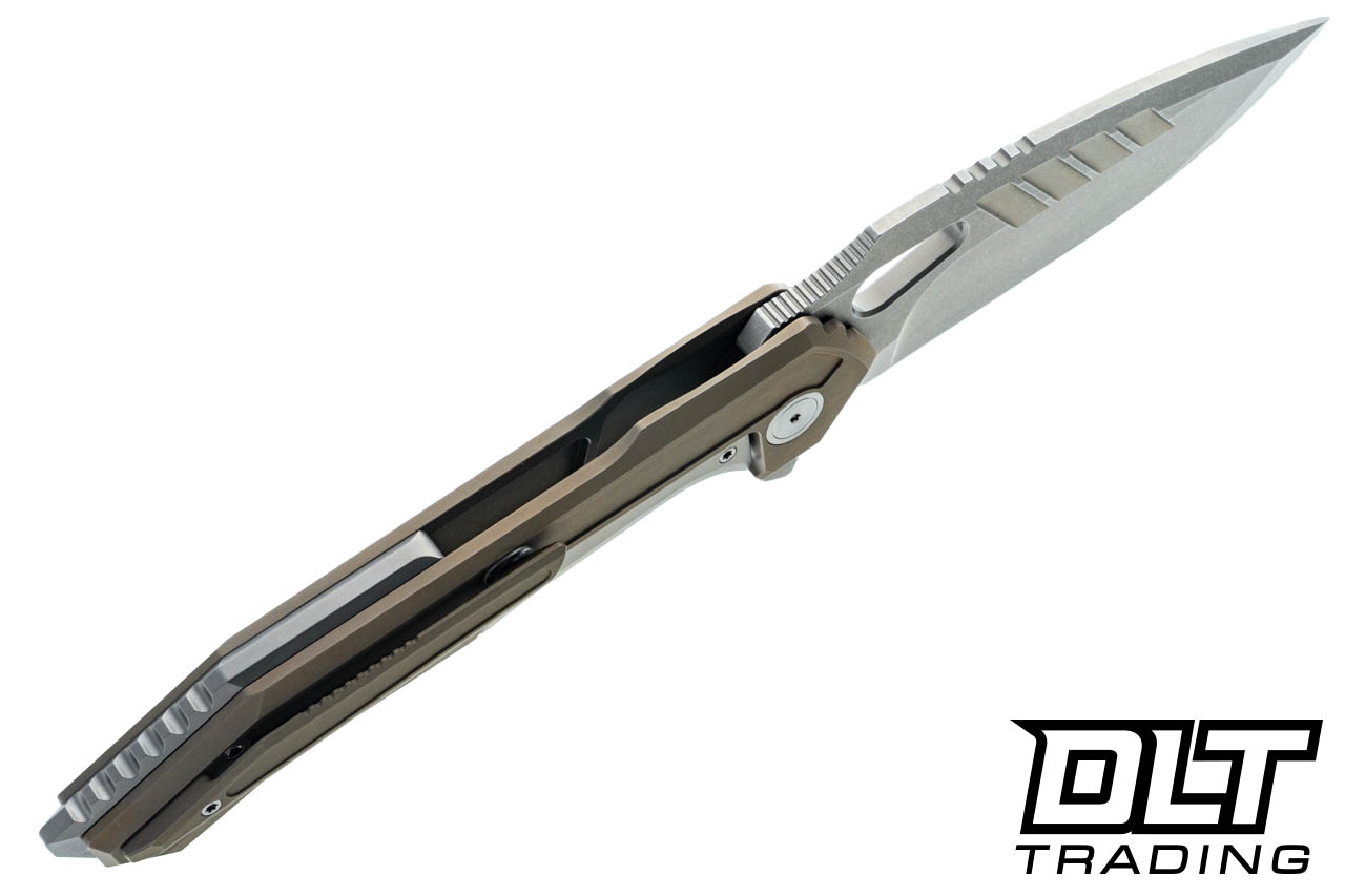 PMP Paragon Folder - Titanium - D2 Stonewash Drop Point Blade