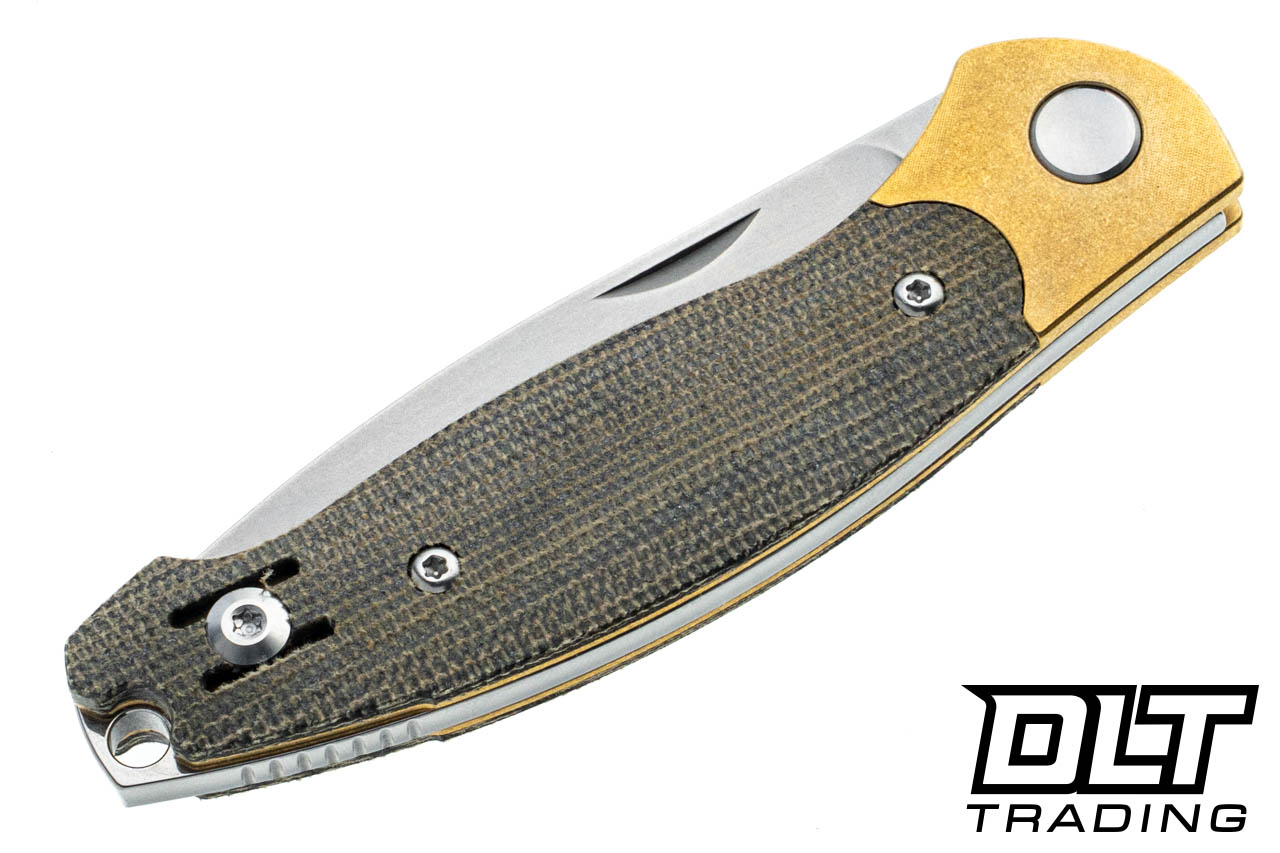 GiantMouse ACE Farley V2 - Green Canvas Micarta - Brass Bolster